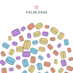 Background of scattered colored doodle macaroon for design