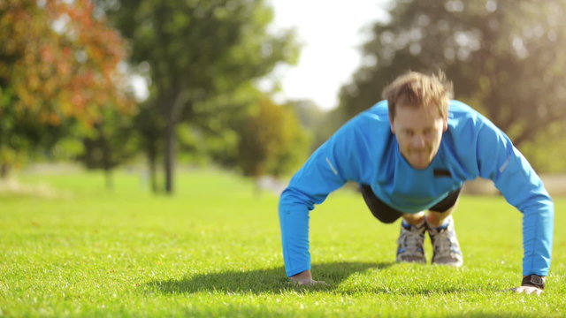 Healthy man excecising outdoors
