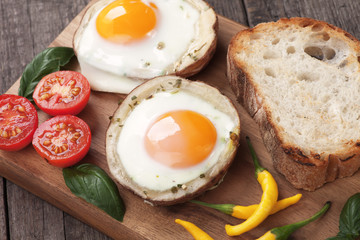 Fried eggs in potato shells