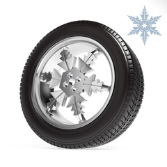 Car winter wheel on white background