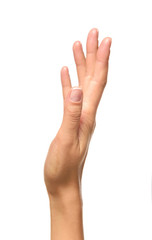 Obraz premium Beautiful woman hand holding or stretches. 