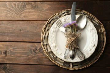 Summer table setting  in rustic style.