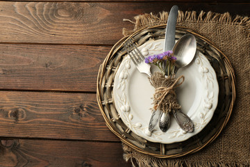 Summer table setting  in rustic style.