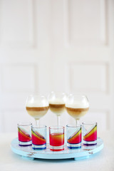 Jelly desserts on light background