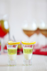 Jelly desserts on light background