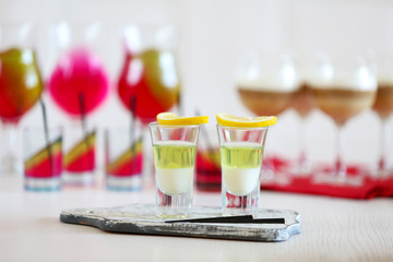 Jelly desserts on light background