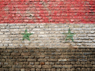 Syrian flag painted on a wall