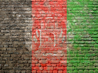 Afghan flag painted on a wall