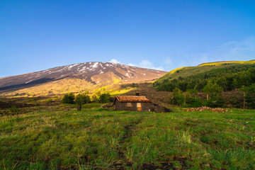 Fototapeta na wymiar Refuge in the mountains - Mount Etna