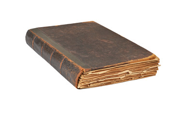 Dirty antique book, isolated on white background