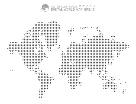 Digital world map, Dotted world map