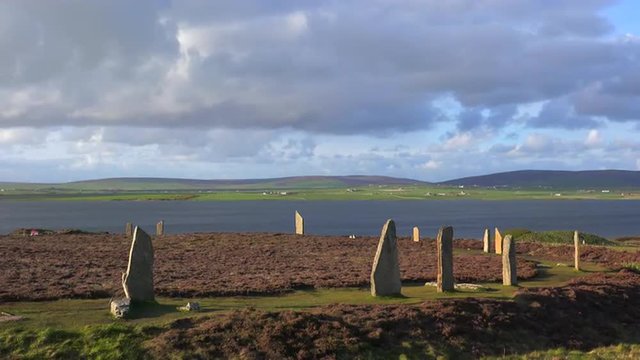 The sacred Brodgar circular Celtic stones on the Islands of Orkney in Northern Scotland.