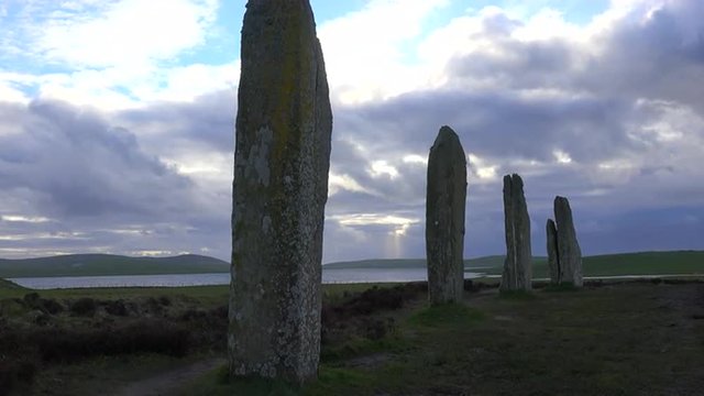 The sacred Brodgar circular Celtic stones on the Islands of Orkney in Northern Scotland.