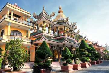 Buddhist pagoda (Nui Cau) in Tay Ninh, near Ho Chi Minh city, Vietnam 