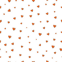 Vector seamless pattern by Valentine's Day with hearts on a white background.