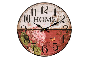 Old Clock Isolated on white . old vintage clock face