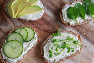 Green sourdough open face sandwiches