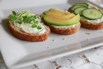 Green sourdough open face sandwiches