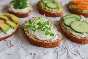 Green sourdough open face sandwiches