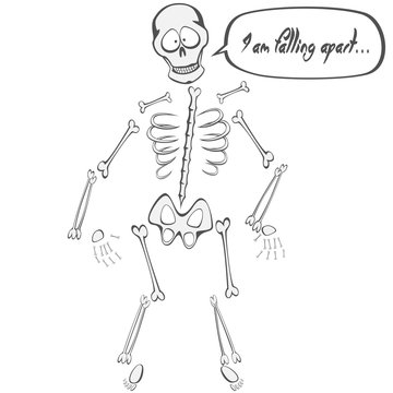 Skeleton Buddy - A funny skeleton mascot is falling apart