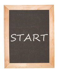 Obraz premium Blackboard with START. Isolated on a white background.