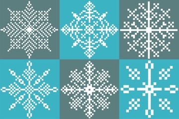 Six pixel Snowflakes