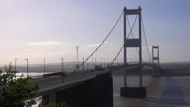 The old Severn Bridge connects England and Wales.