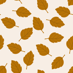 Autumn leaves, seamless vector illustration with orange leaves.