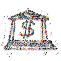 people  crowd   dollar cartoon