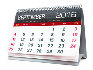 September 2016 desktop calendar