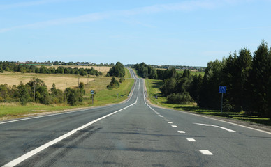 road route marking trees