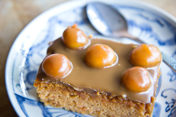 coffee cake with macadamias on top