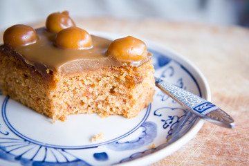 coffee cake with macadamias on top