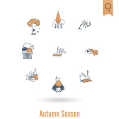 Set of Flat Autumn Icons
