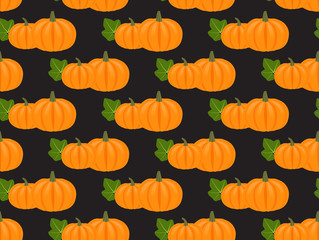 Seamless vector pattern with pumpkins and leaves for your creativity