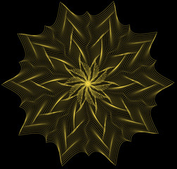 Abstract background, vector illustration with a yellow flower on a black background