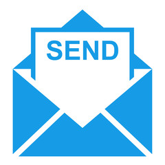 Icono sobre texto SEND azul