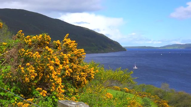 An establishing shot of Loch Ness, Scotland.