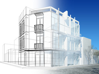 abstract sketch design of exterior building © Suwatchai