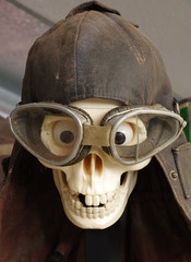 skull motorcycle goggles and helmet vintage