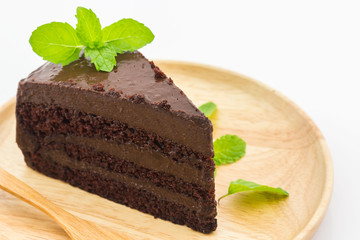 Chocolate cake slice.