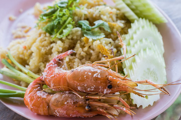 fried rice and Baked Shrimp
