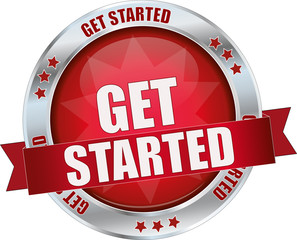 modern red get started vector sign