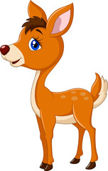 Happy baby deer cartoon posing on isolated background
