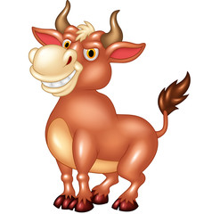 Cartoon mascot bull with large horns

