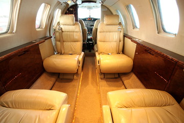 Front part of small jet cabin