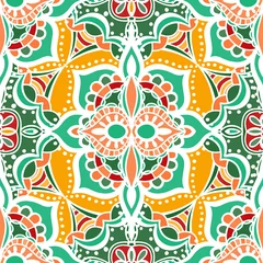 Papier peint Tuiles marocaines Motif floral sans couture