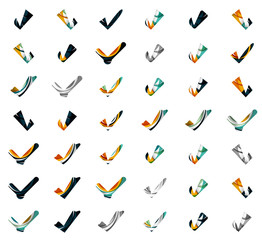Set of abstract OK and tick icons, business logotype concepts