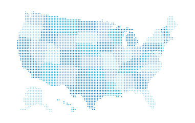 Fototapeta premium Mapa USA - niebieska