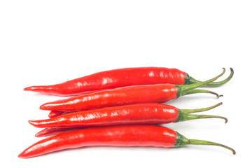 red chili peppers, isolated on white
